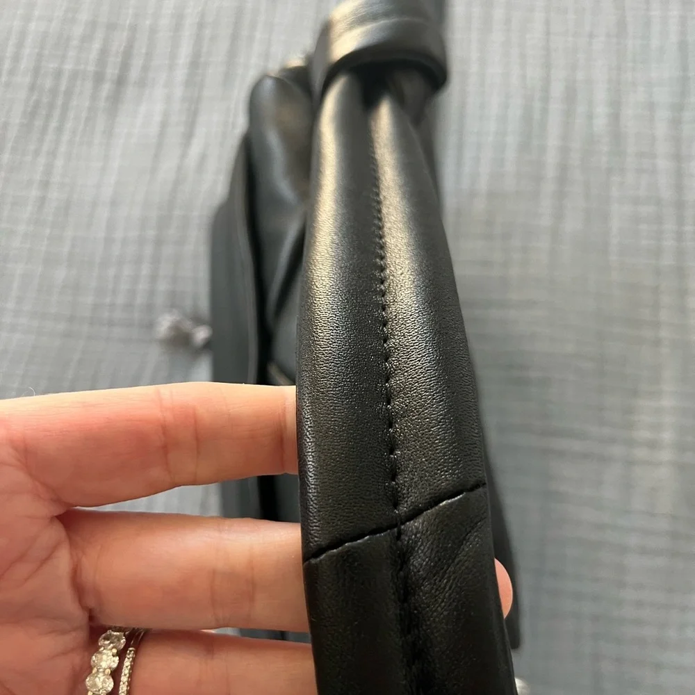 Cole Haan Black Quilted Leather Crossbody Bag with CH Logo
